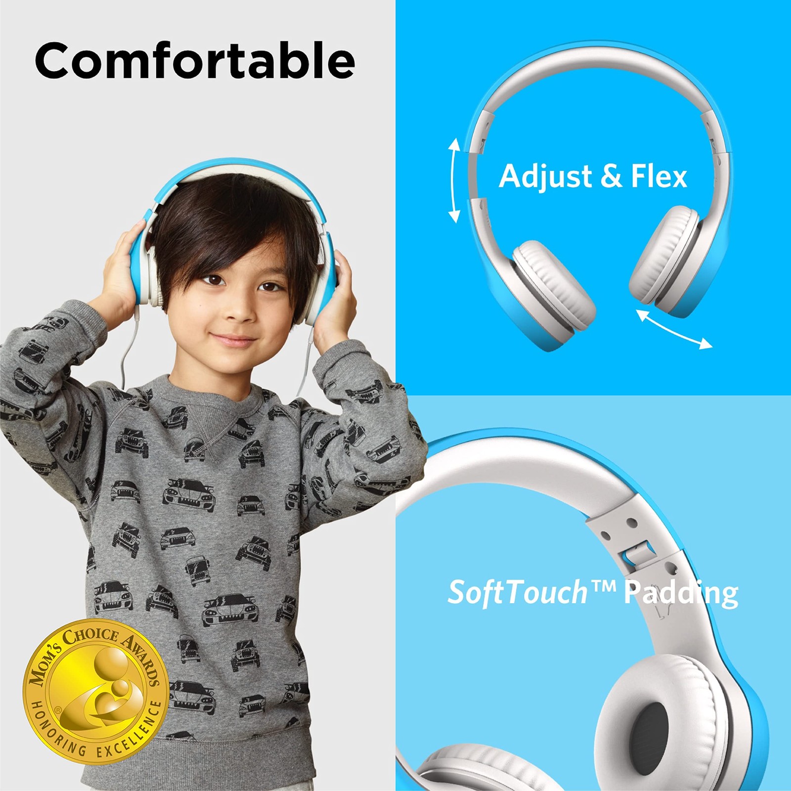 LilGadgets Connect+ Foldable Headphones, Adjustable Fit Soft Touch Padding fo…