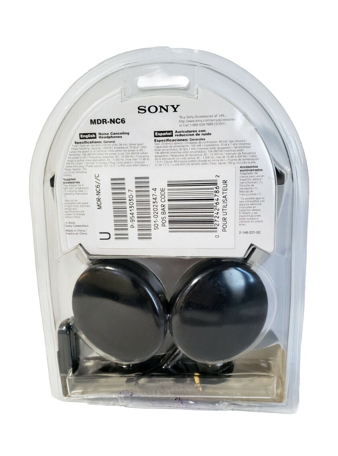SONY MDR-NC6 Noise Canceling Portable Audio Headphones Silver **Sealed Pack**