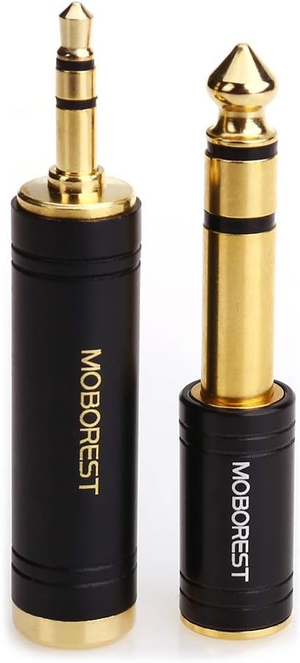 MOBOREST 3.5mm to 1/4 Inch Stereo Adapter 2-Pack 1/8 to 6.35mm Audio Converter
