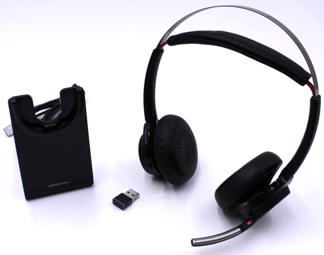 Plantronics Voyager Focus UC B825 Bluetooth Headset w/ Charging Stand & Dongle