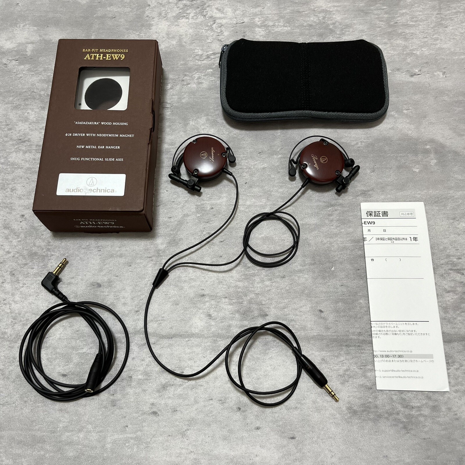 Audio Technica ATH-EW9 Ear Fit Clip-On Headphones Wood Housing Working Tested