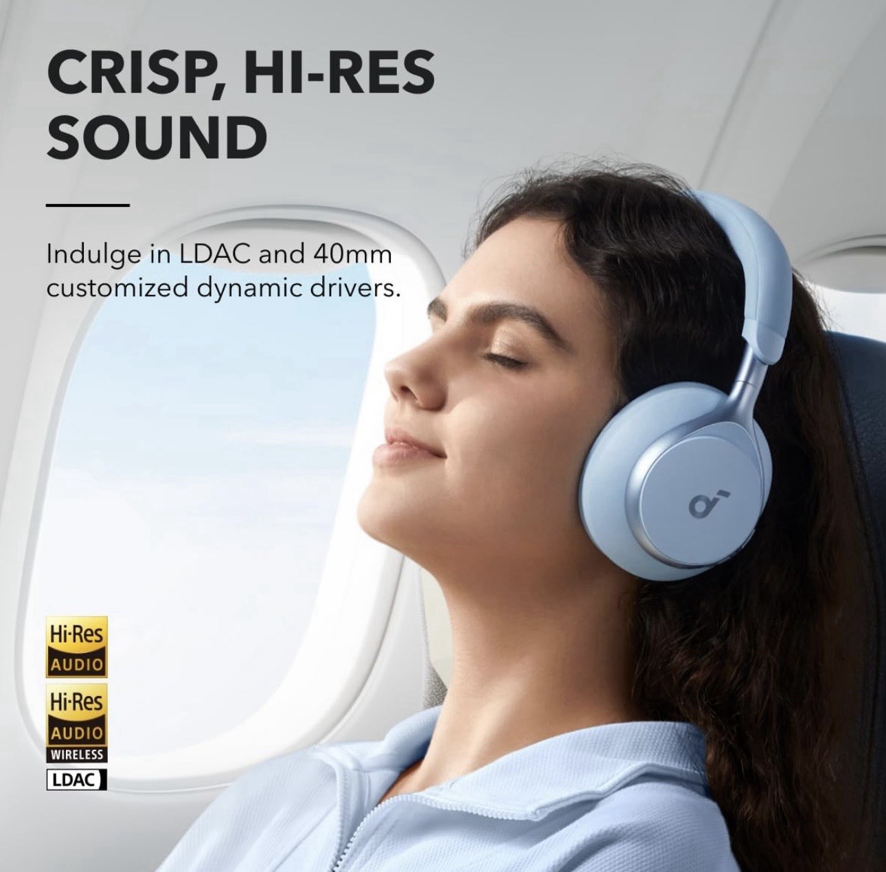 Soundcore by Anker Space One – Adaptive Noise Cancelling Headphones (Sky Blue)