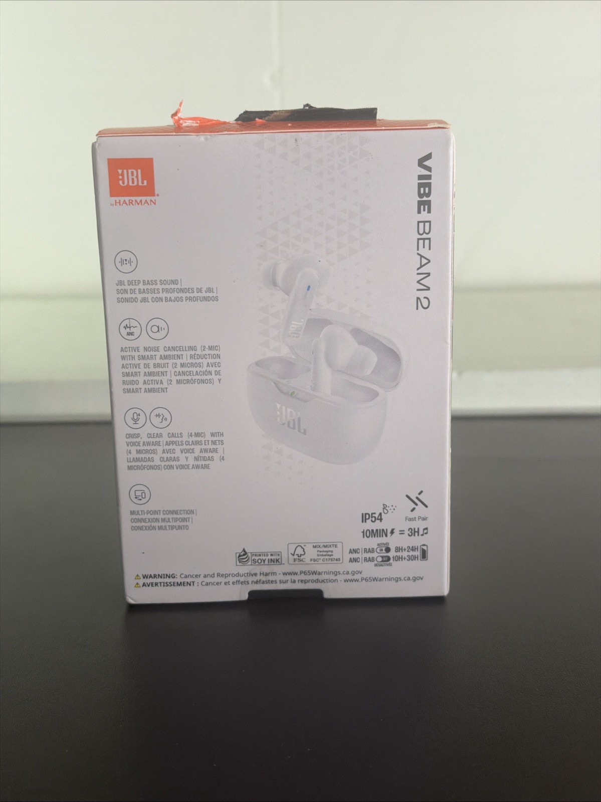 JBL Vibe Beam 2 TrueWireless Noise Cancelling Earbuds White Pure Bass Sound