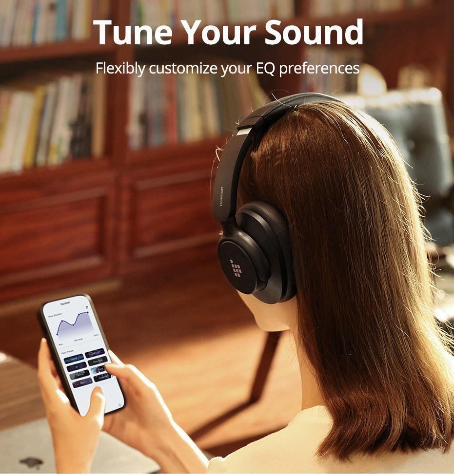 Tronsmart Q20S Headphones Wireless Over-Ear Heads Active Noise Cancelling Audio