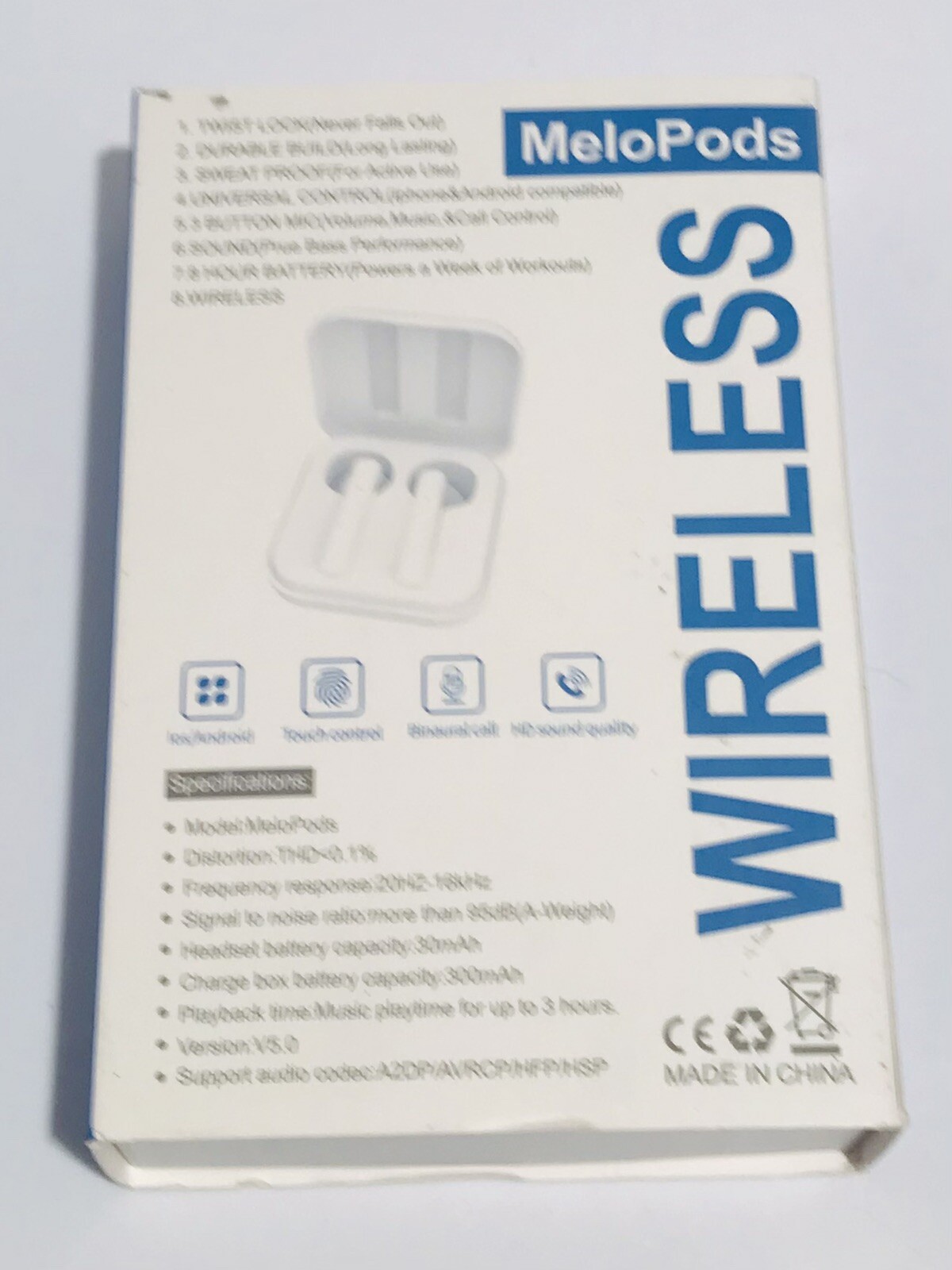 MeloPods Audio Ear Plugs – BT 5 Headset Calls Siri Support Touch Operation