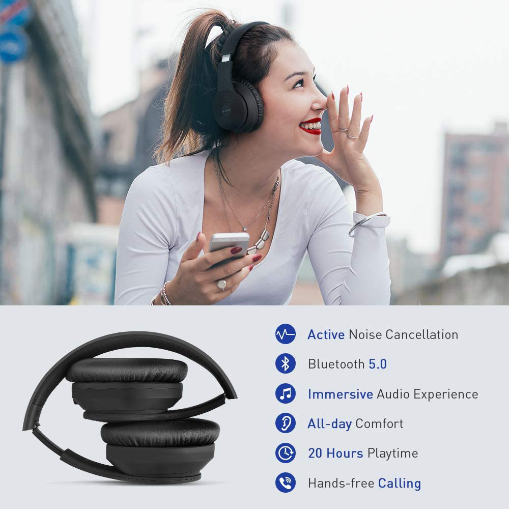 Bopmen S40 Bluetooth Headphones Active Noise Cancelling Wireless ANC Over Ear