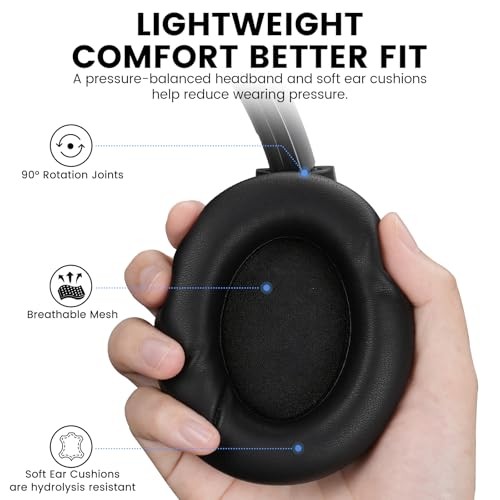 Y8+ Hybrid Active Noise Cancelling Headphones, 100H Playtime, Bluetooth Black