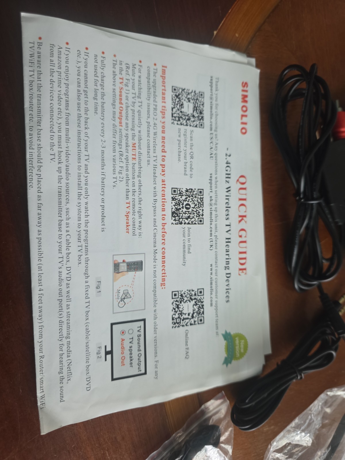 Simolio 2.4GHz Wireless TV Headset SM-823D Pro – complete Works