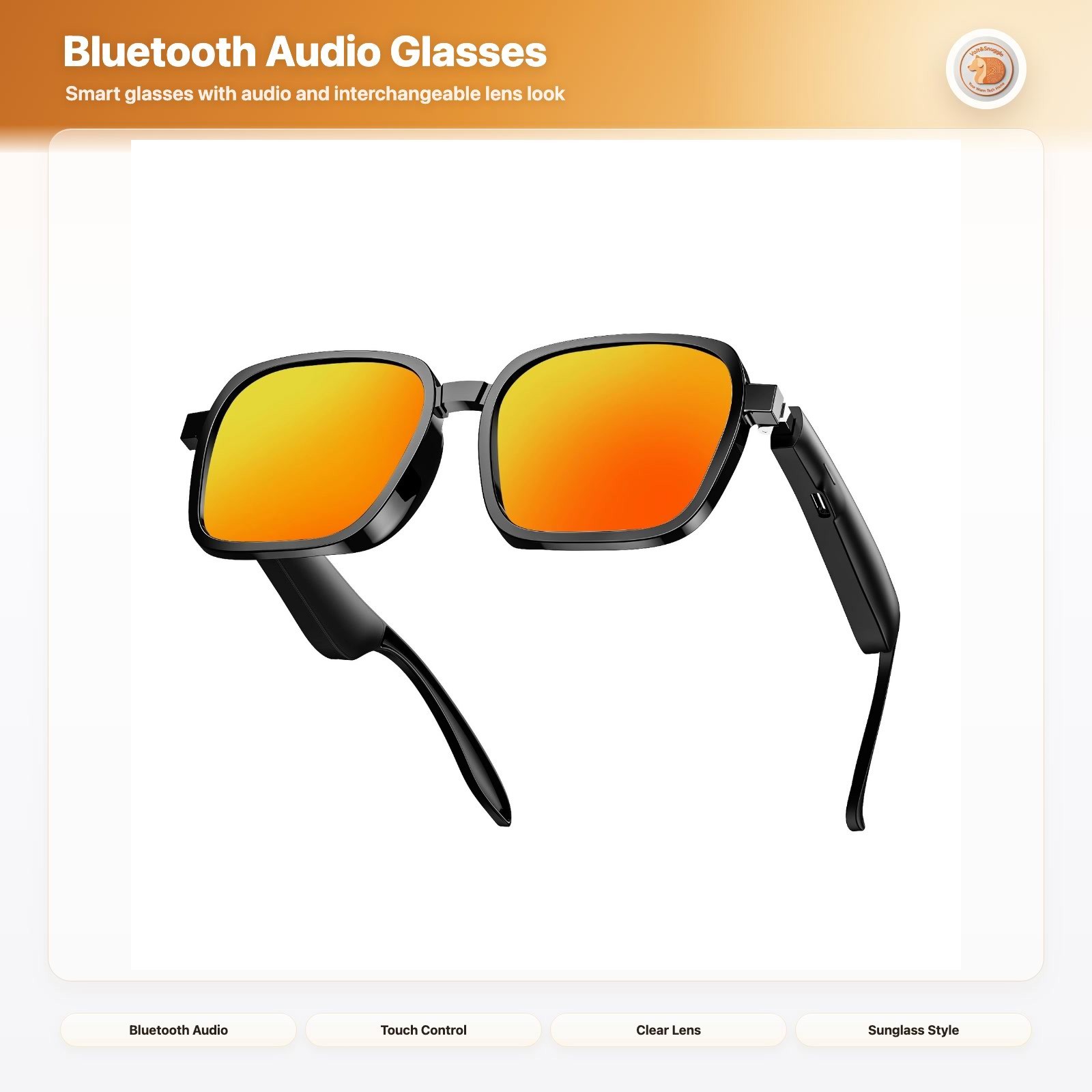 Bluetooth Audio Smart Glasses Lens Set Calls Music