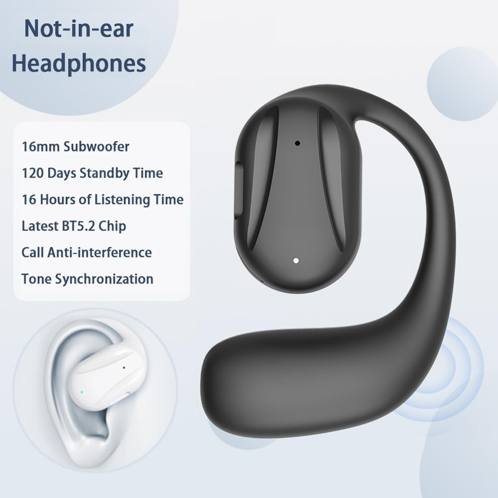 Open Ear Headphones – 120 Days Standby Time – 24H Playtime – Control Music, P…