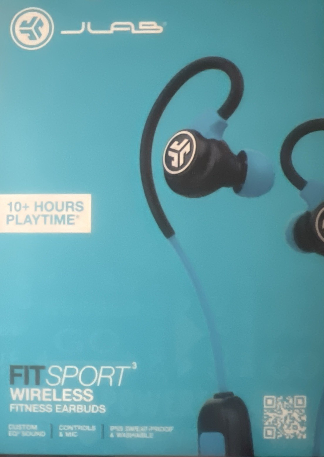 JLAB FITSPORT 3 Wireless Fitness Earbuds Bluetooth Black/Blue Universal Mic, New