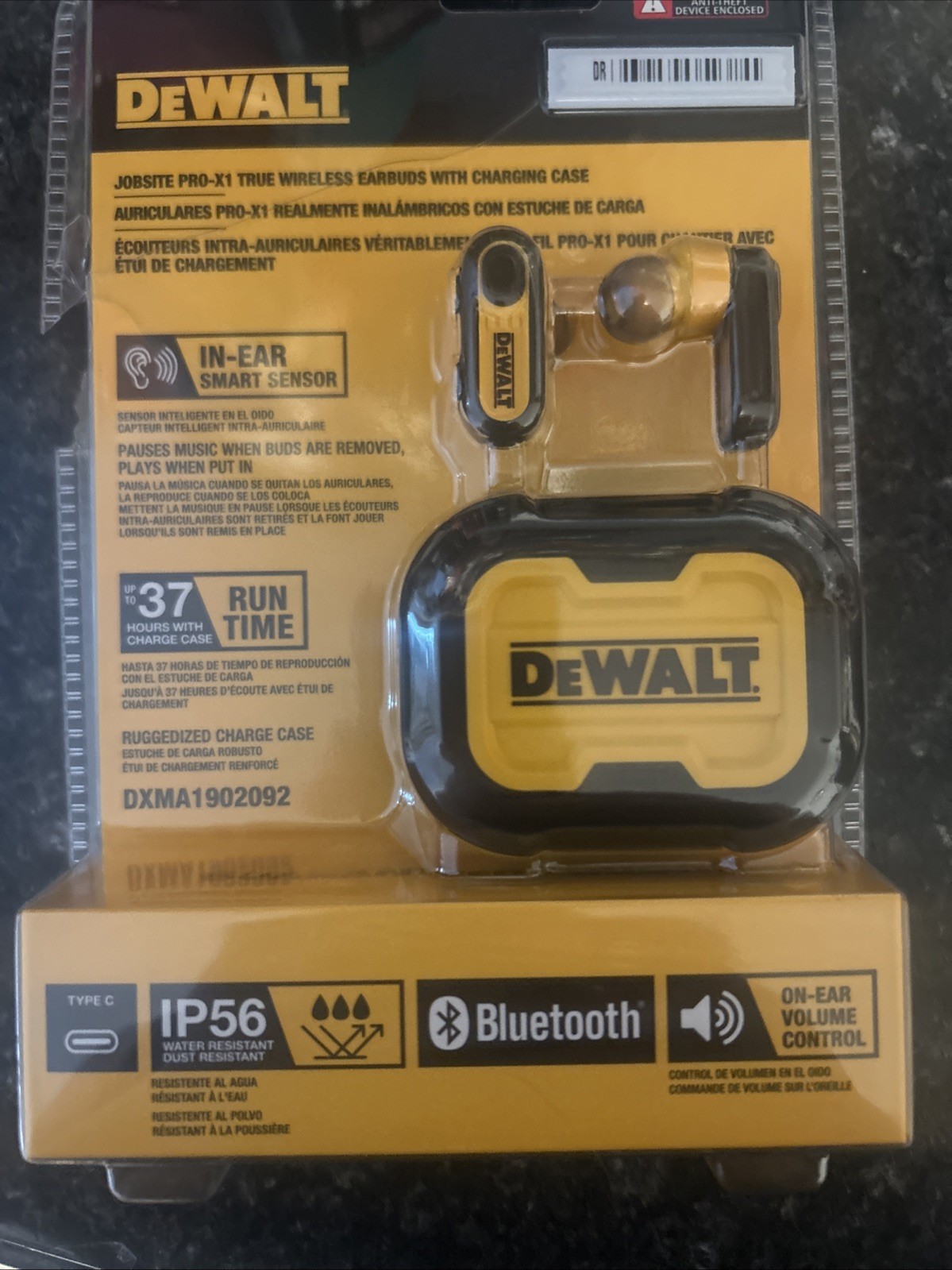 DEWALT DXMA1902092 Pro-X1 Jobsite Bluetooth Earbuds – Black/Yellow