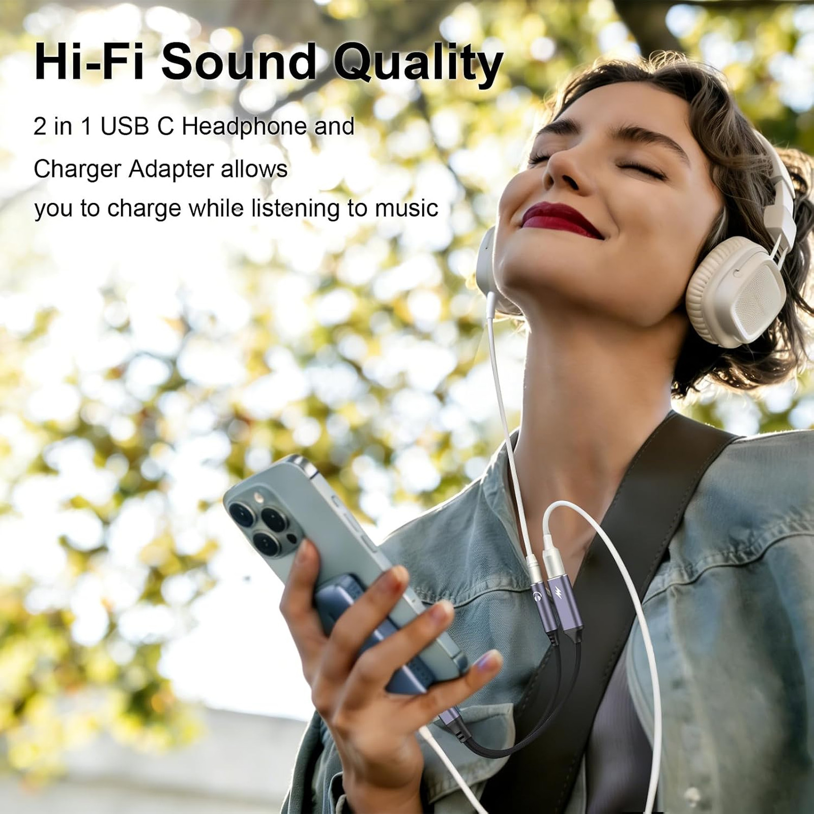 USB C to 3.5mm Headphone and Charger Adapter 2 in 1 with 60W PD Fast Charging