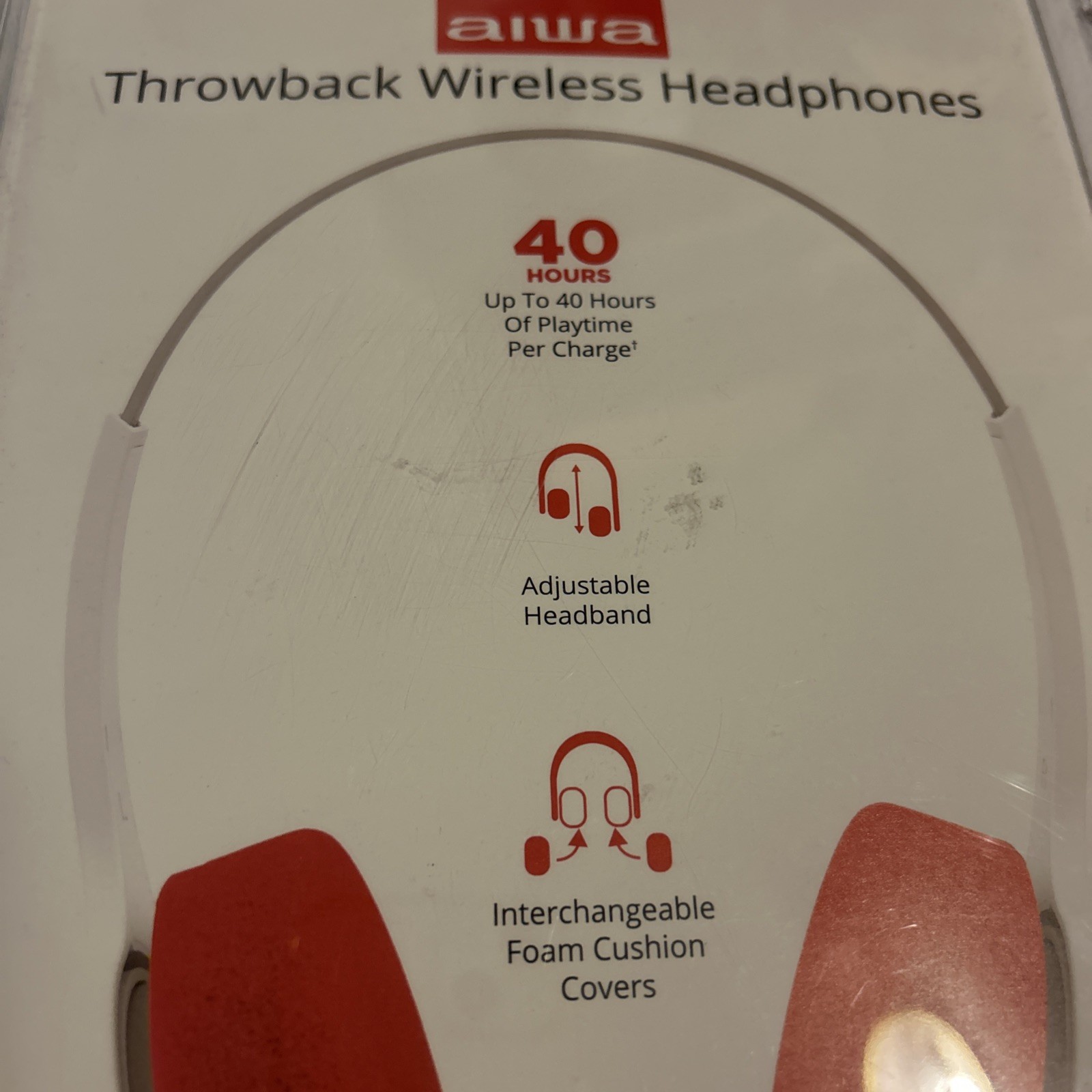 Aiwa Throwback Wireless Earphones Bluetooth Touch Control Orange White Retro 90s
