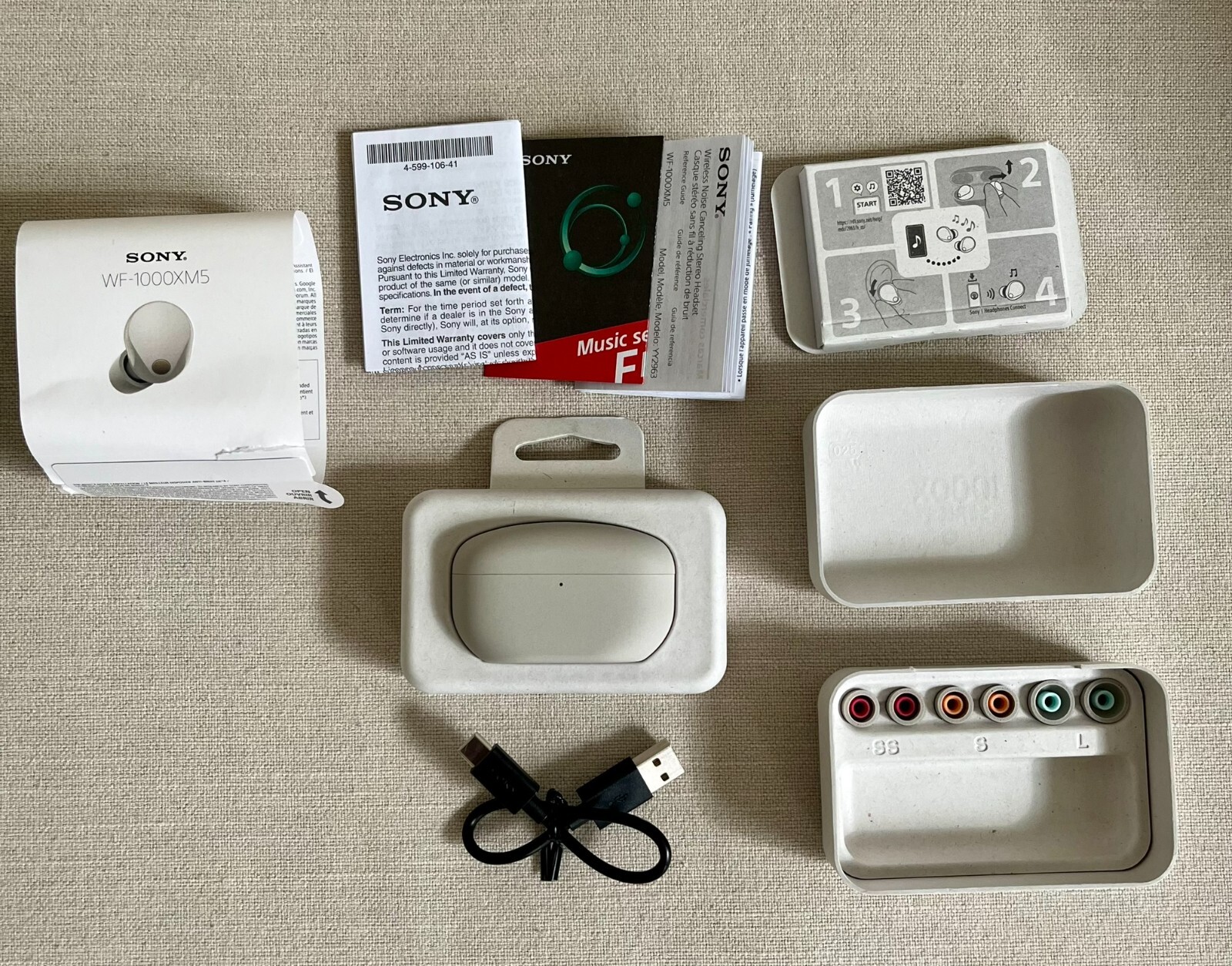 Sony WF-1000XM5 Wireless In-Ear Headphones Noise Cancelling Earbuds Silver