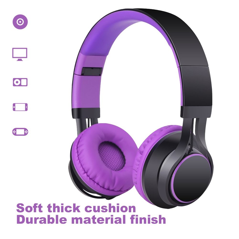 Sound Intone HD30 Stereo Folding Portable In-line 3.5 mm Audio Cable Purple