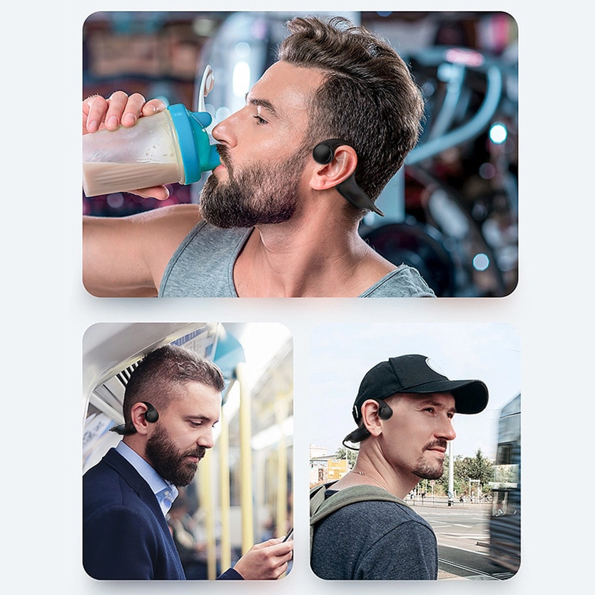 Open Ear Headphones Bone Conduction Stereo Bluetooth 5.2 10M Connection Distance