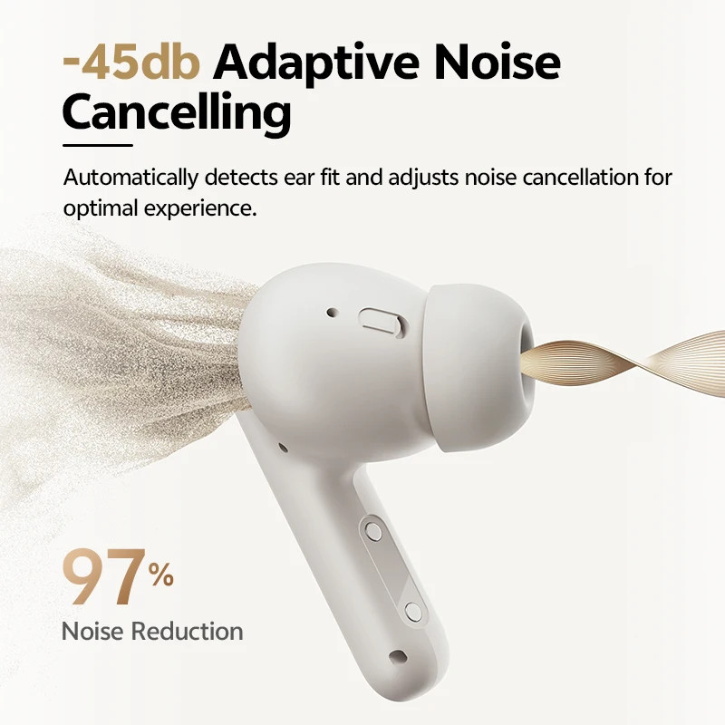 QCY Buds ANC Wireless Earbuds -45dB Noise Cancelling 6 Mics 25H Bluetooth 5.4