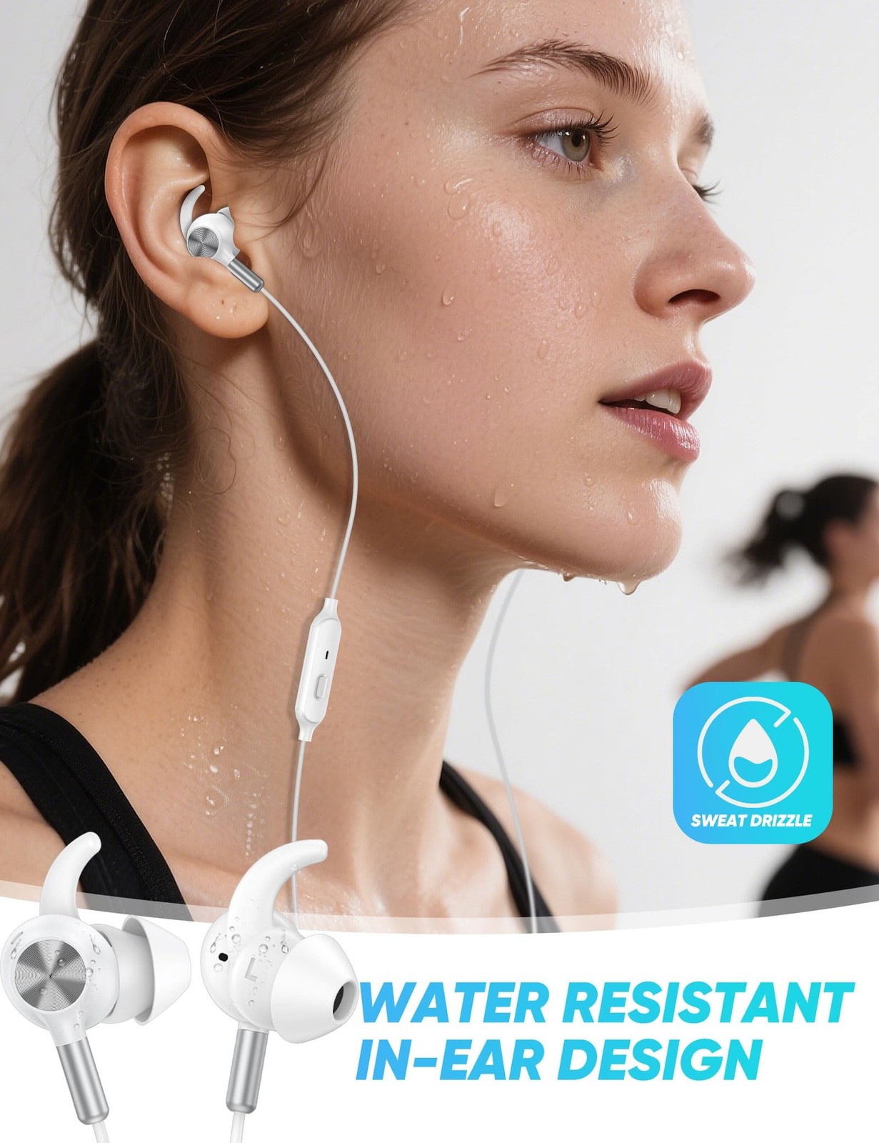 TOPAUX 3.5mm Jack 5FT Anti-Loose Wingtip Wired Earbuds