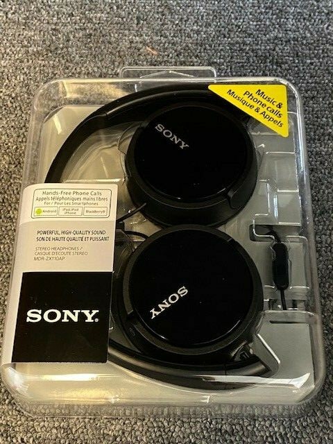 Brand New Sony MDRZX110AP ZX Series Extra Bass Smartphone Headset w/ Mic (Black)