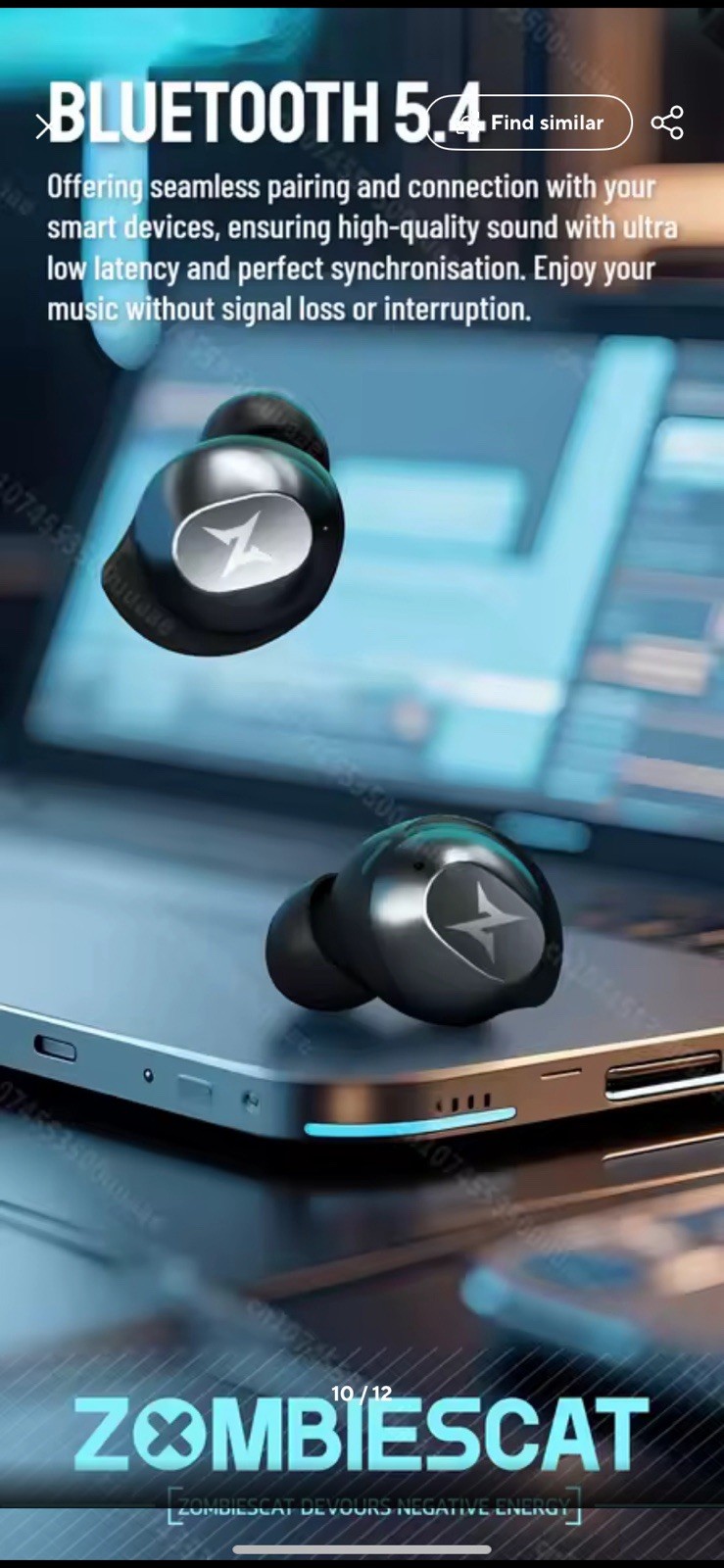 ZOMBIESCAT CyberBean B12 Deep Bass Bluetooth V5.4 Earbuds w/ Hi-Res Audio & ENC