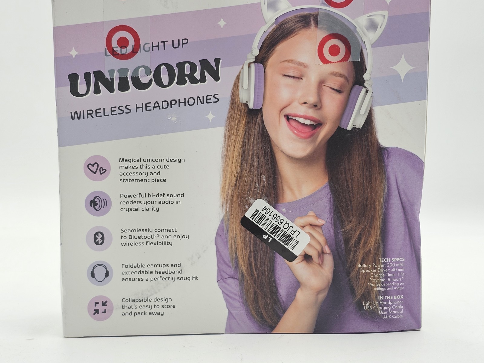 Unicorn ART+SOUND LED Light Up Bluetooth Wireless / Wired Headphones New