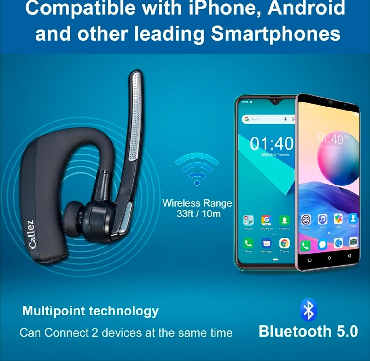 Callez – C01 Bluetooth Ear-Hook Single Earbud Headset – Wireless BT Headset