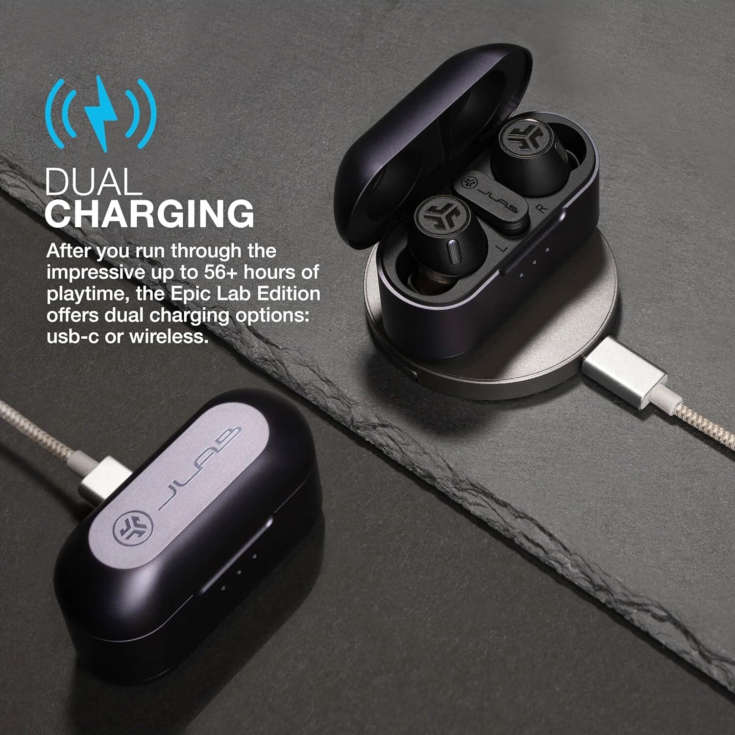 JLab Epic Lab Edition Hybrid ANC True Wireless Bluetooth Earbuds, Refurbished