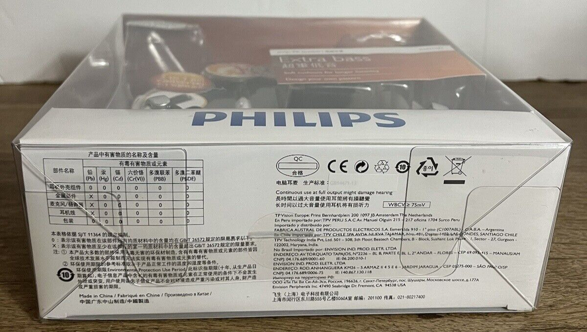 NIB Philips Audio PC Headset Wired with Mic Extra Bass Gaming + Chat