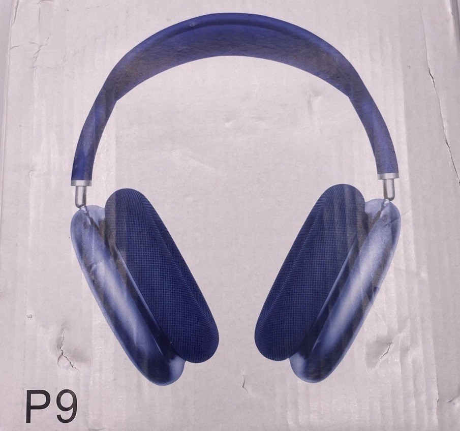 New P9 WIRELESS Hi FI Stereo Headphones Navy Blue Gamer Headset NIB ATL125