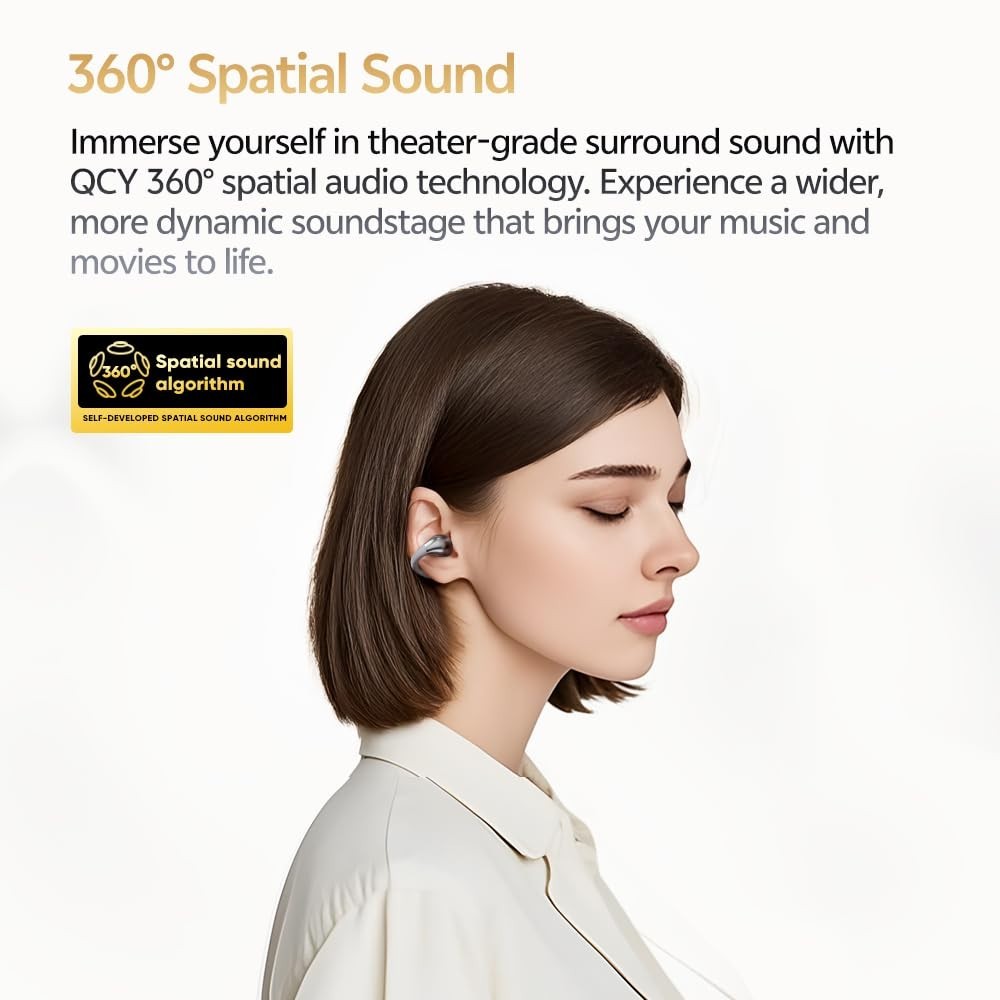 Wireless Open Ear Bluetooth Earbuds, Hi-Res Audio, Deep Bass, 40H Playtime, IPX5