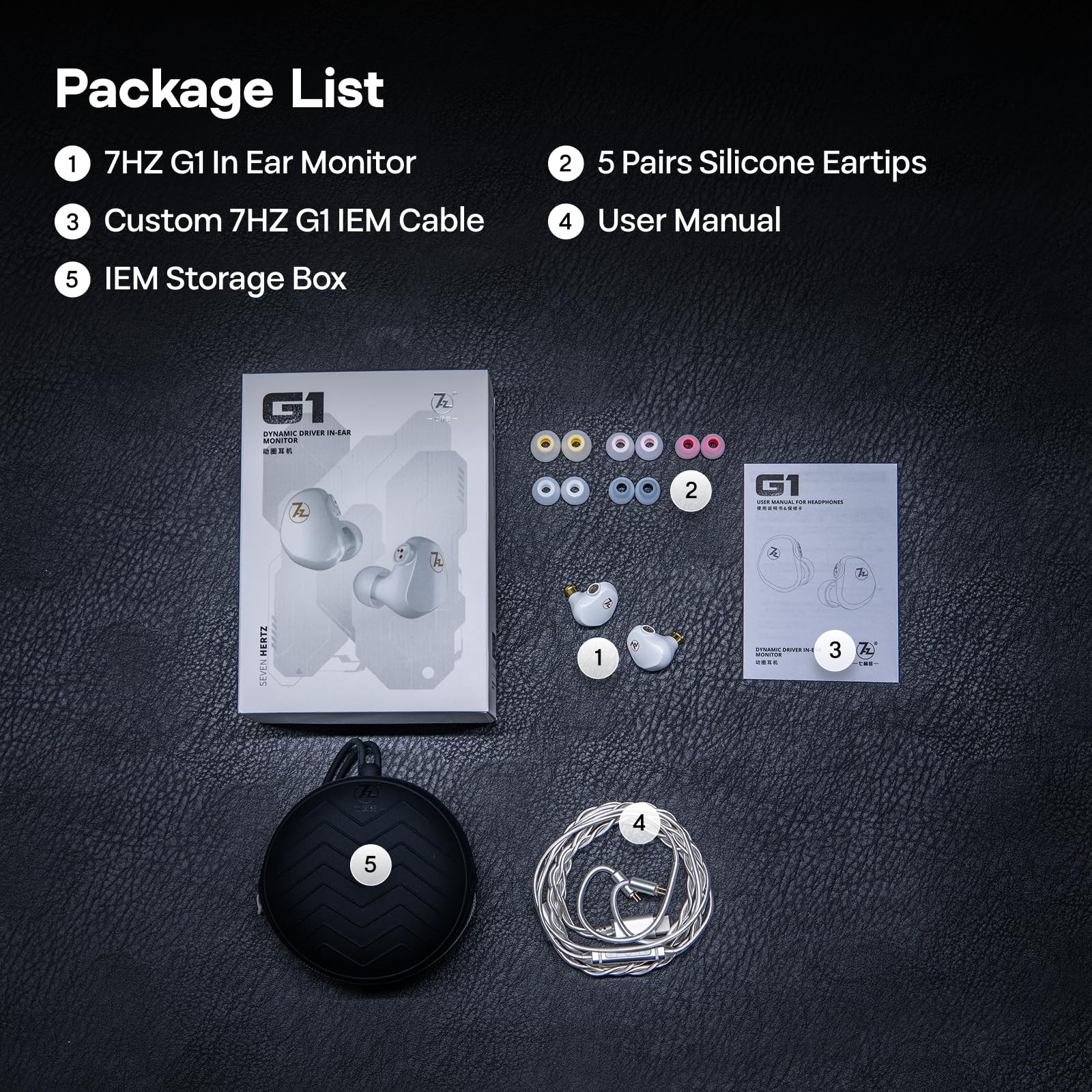 Linsoul 7HZ G1 in-Ear Monitor, 10mm DLC Diaphragm Dynamic Driver IEM White