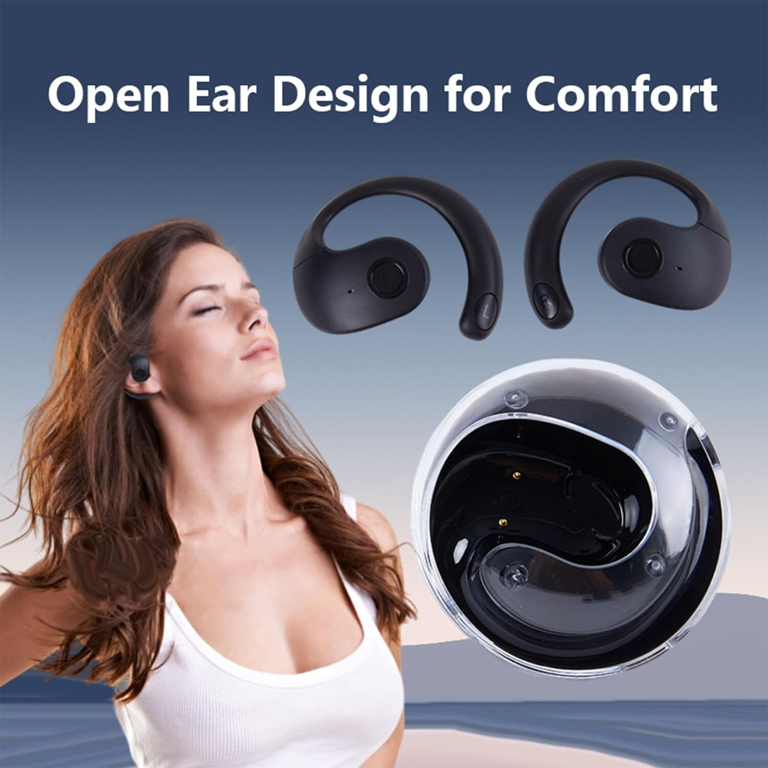 OWS Bluetooth 5.4 Open Earphones Sport Wireless Headphones Ball Ear Hook Headset