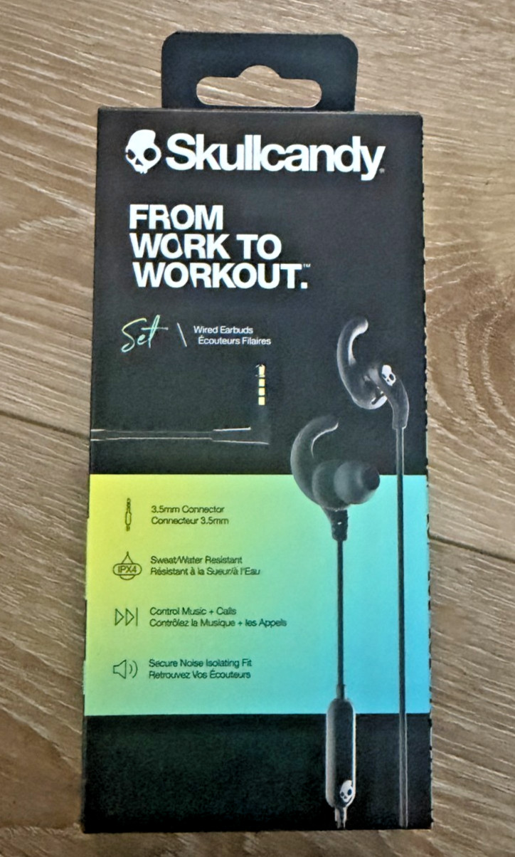 Skullcandy Set Wired Earbuds Black White Mic S2MEY-L670 New Sealed