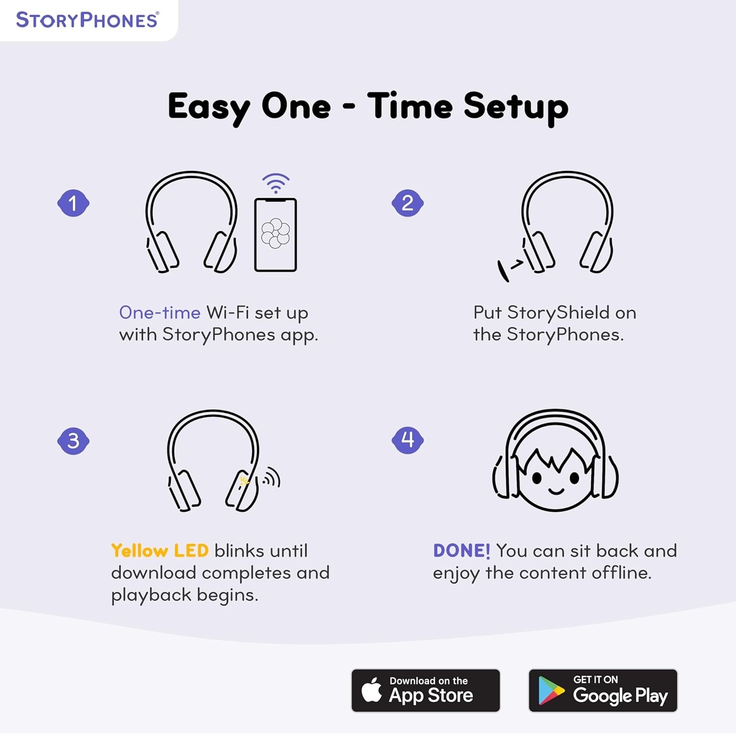 ONANOFF – StoryPhones Bluetooth Kids Folding On-Ear Storytelling Headphones with