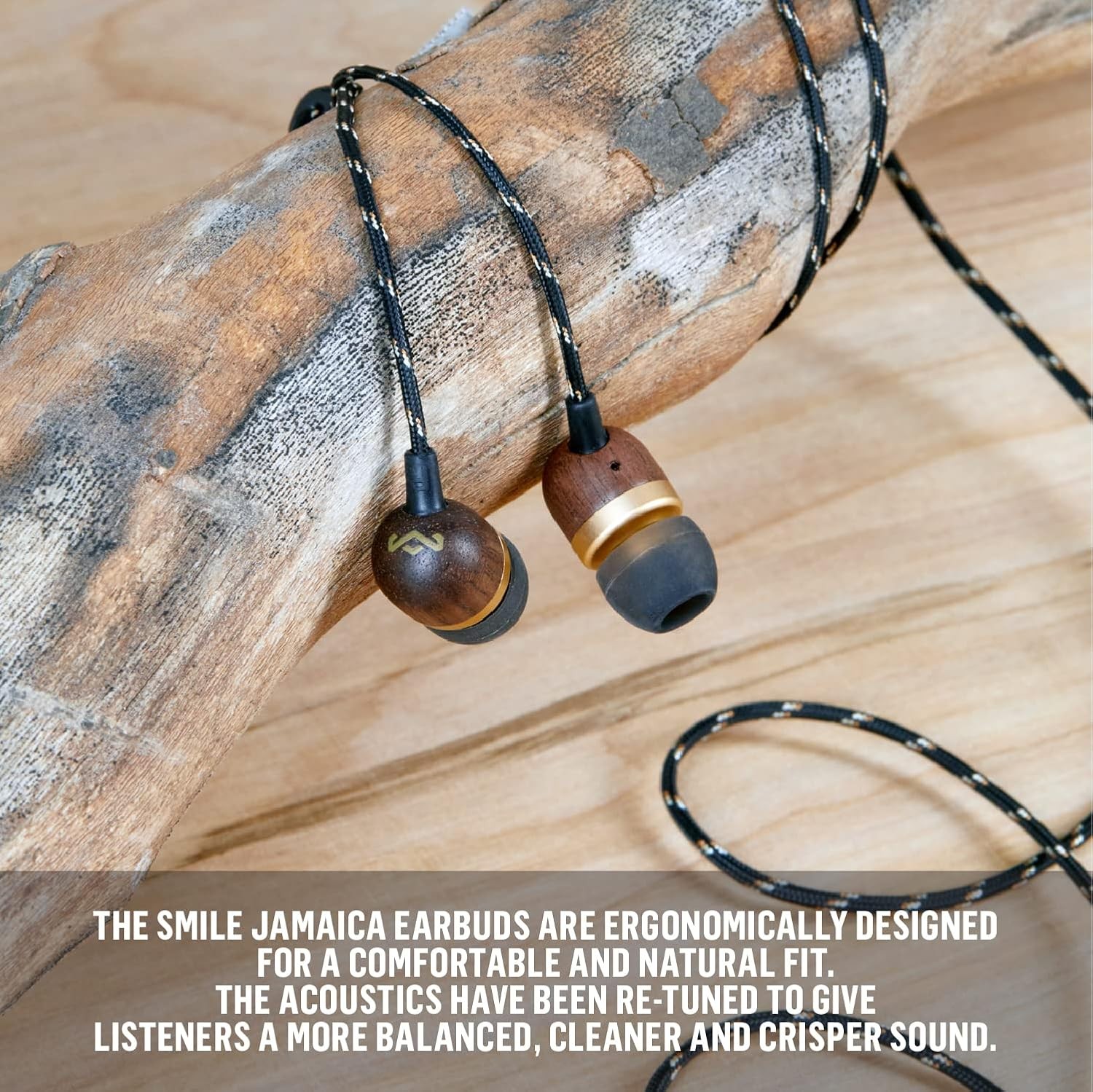 House of Marley Smile Jamaica Wired Earbuds w/ Mic Noise Isolating Brass
