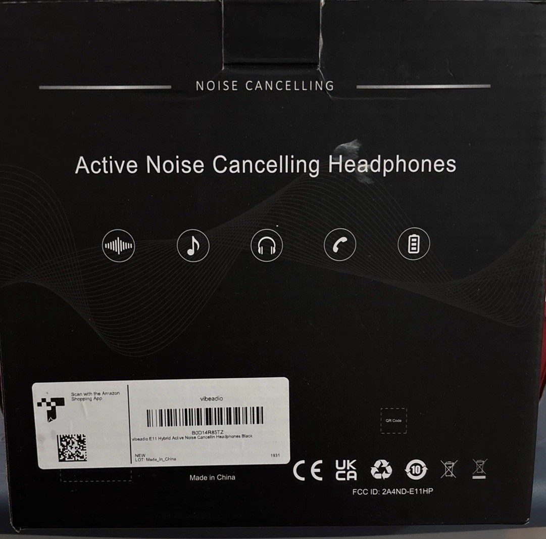 VibeAudio E11 ANC Active Noise Cancelling Bluetooth Wireless Headphones