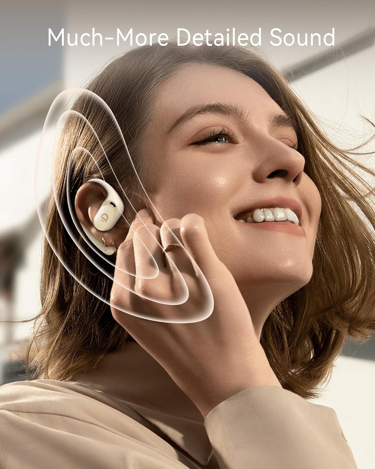 Open Ear Earbuds, True Wireless Open Ear Headphones with Earhooks, Air Conductio