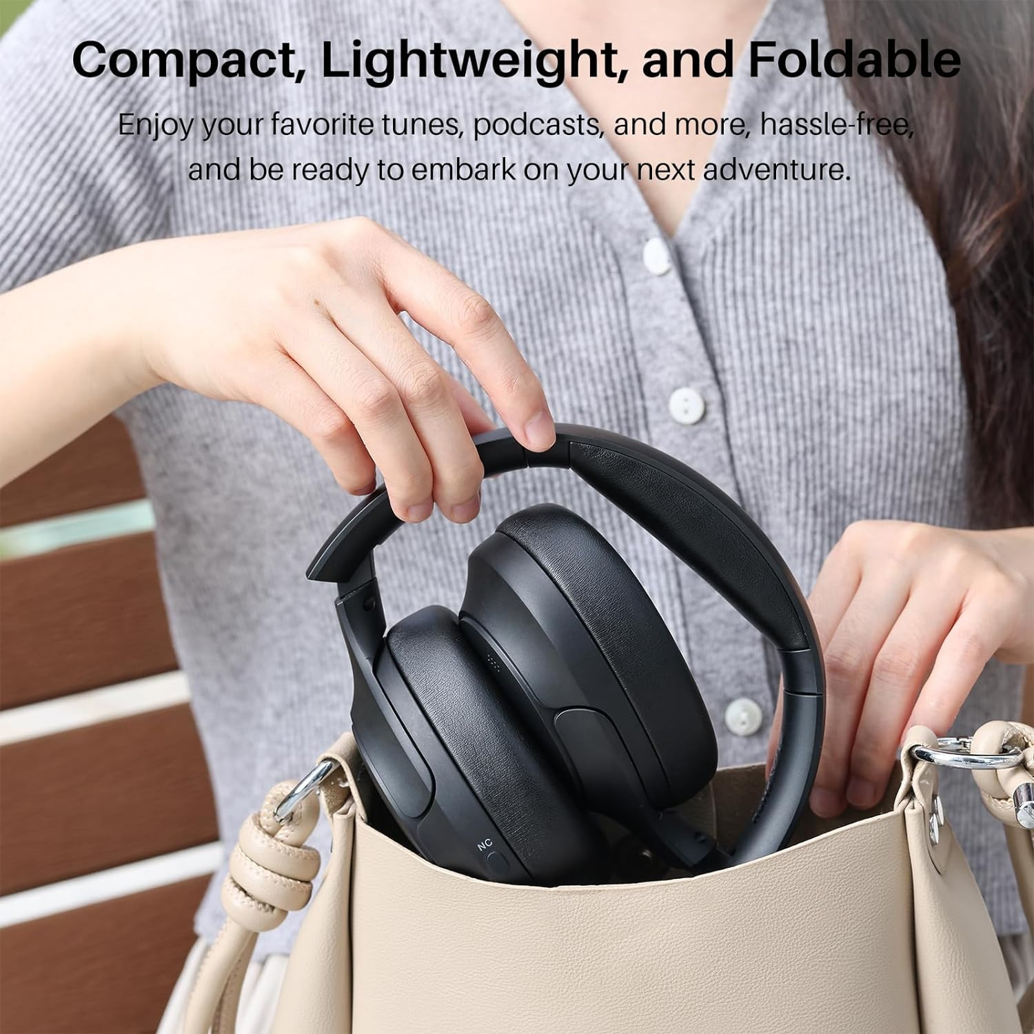 Hybrid Active Noise Cancelling Headphones, Wireless over Ear Bluetooth Headset,