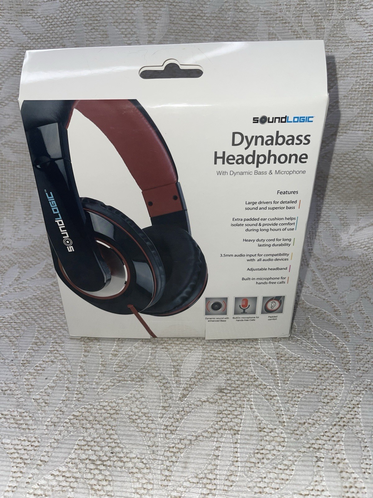 NEW SOUNDLOGIC DYNABASS HEADPHONE WITH MICROPHONE SEALED BOX