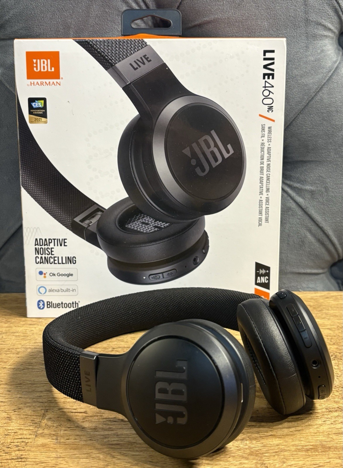 JBL Live 460NC Wireless On-Ear Noise-Cancelling Headphones – Black Open Box