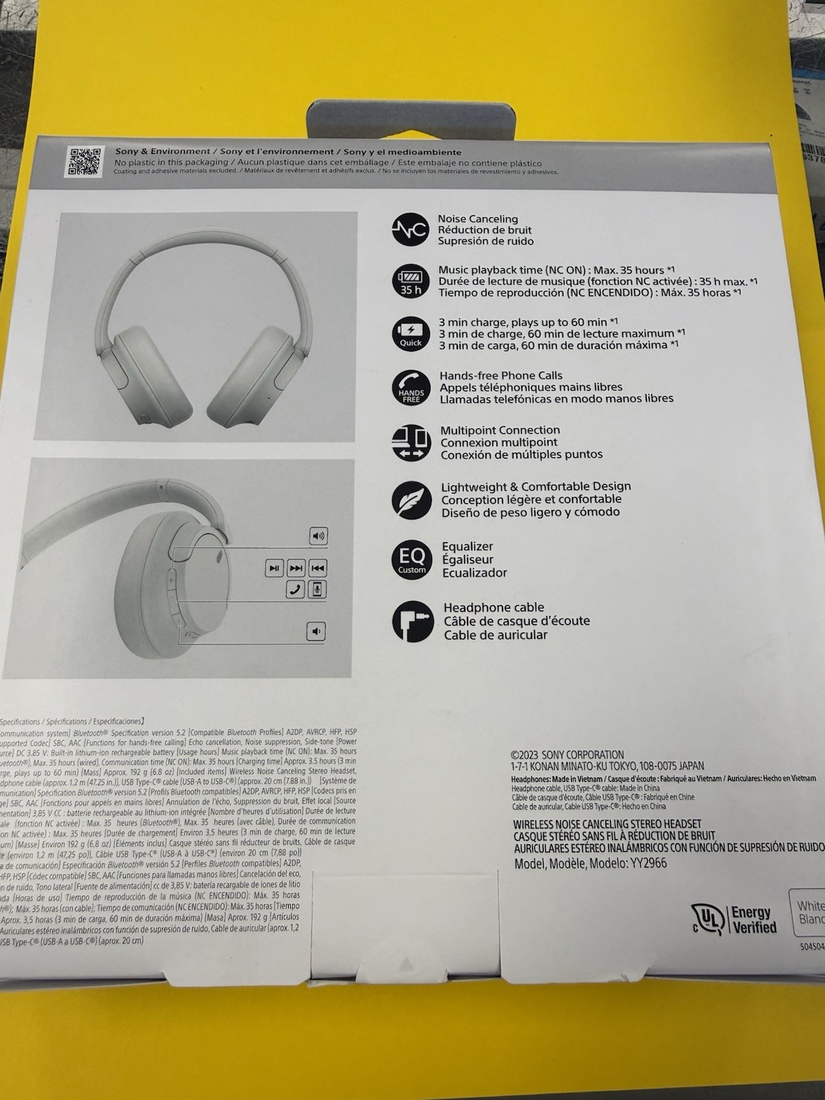 SONY WIRELESS HEADPHONES BLUETOOTH ON-EAR HEADSET W MICROPHONE – WHITE, New