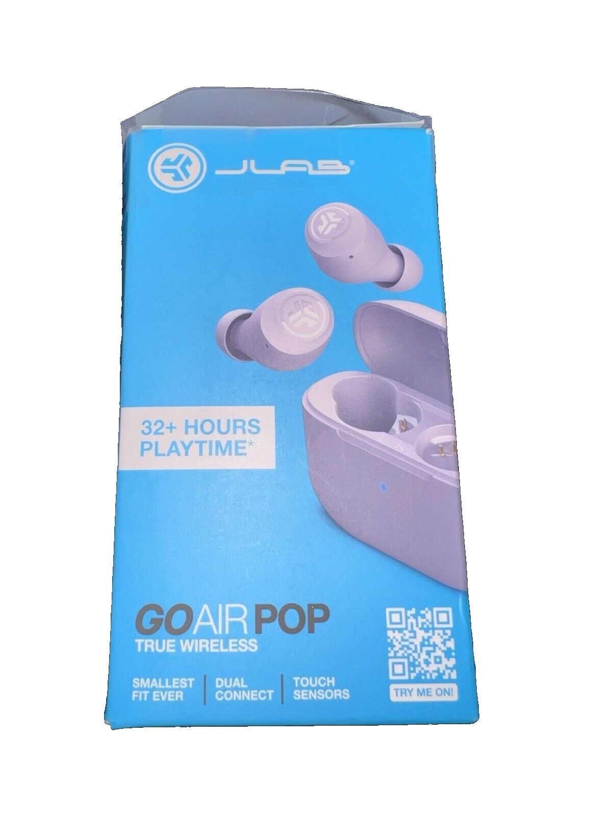 JLab GO Air POP True Wireless In Ear Headphones Color Lilac Damaged Box