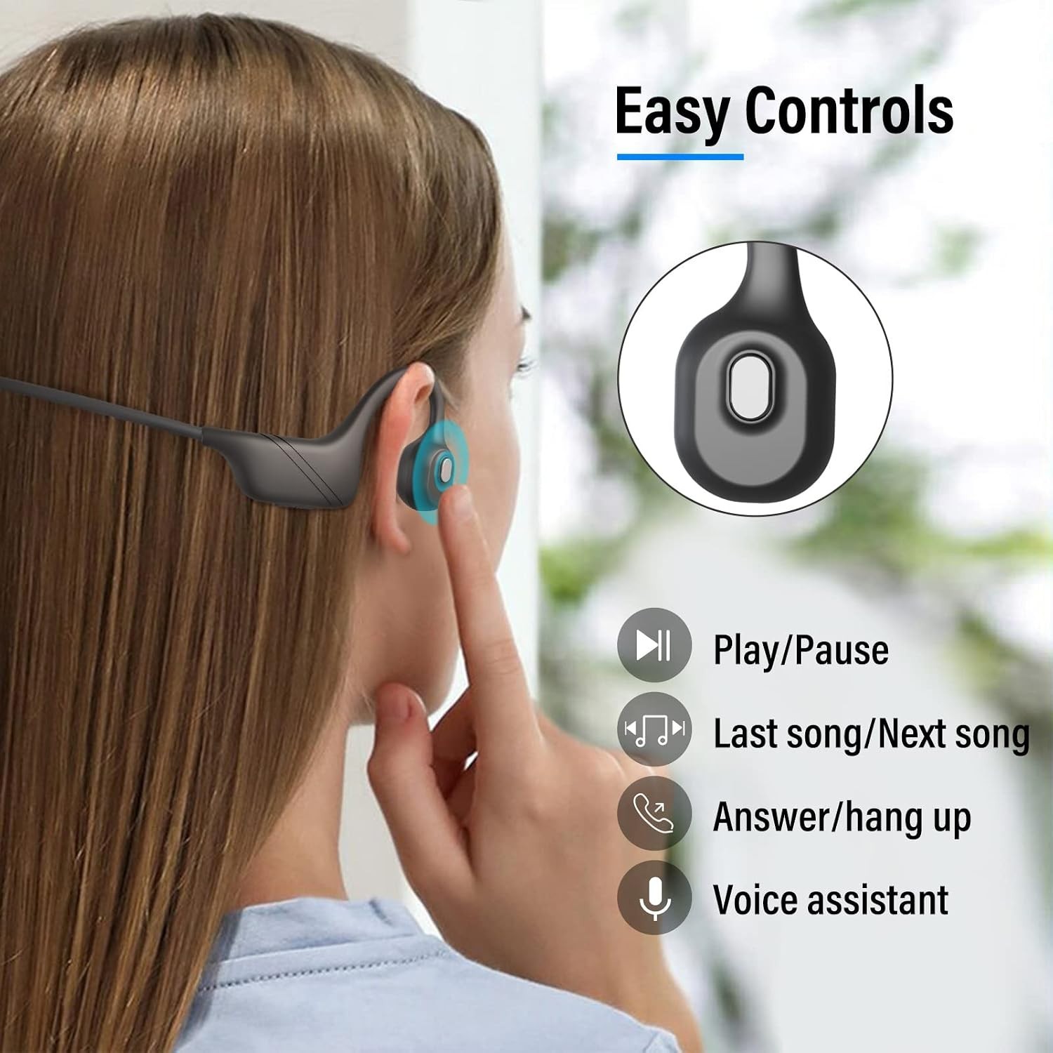 Bone Conduction Headphones with Mic, Bluetooth 5.3 Open Ear Headphones with N…
