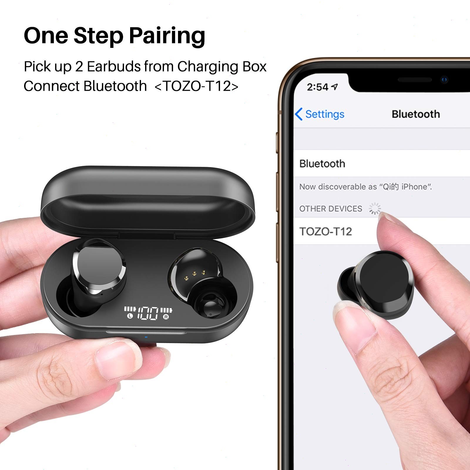 TOZO T12 Wireless Earbuds ENC Noise Cancelling Headphones IPX8 Waterproof