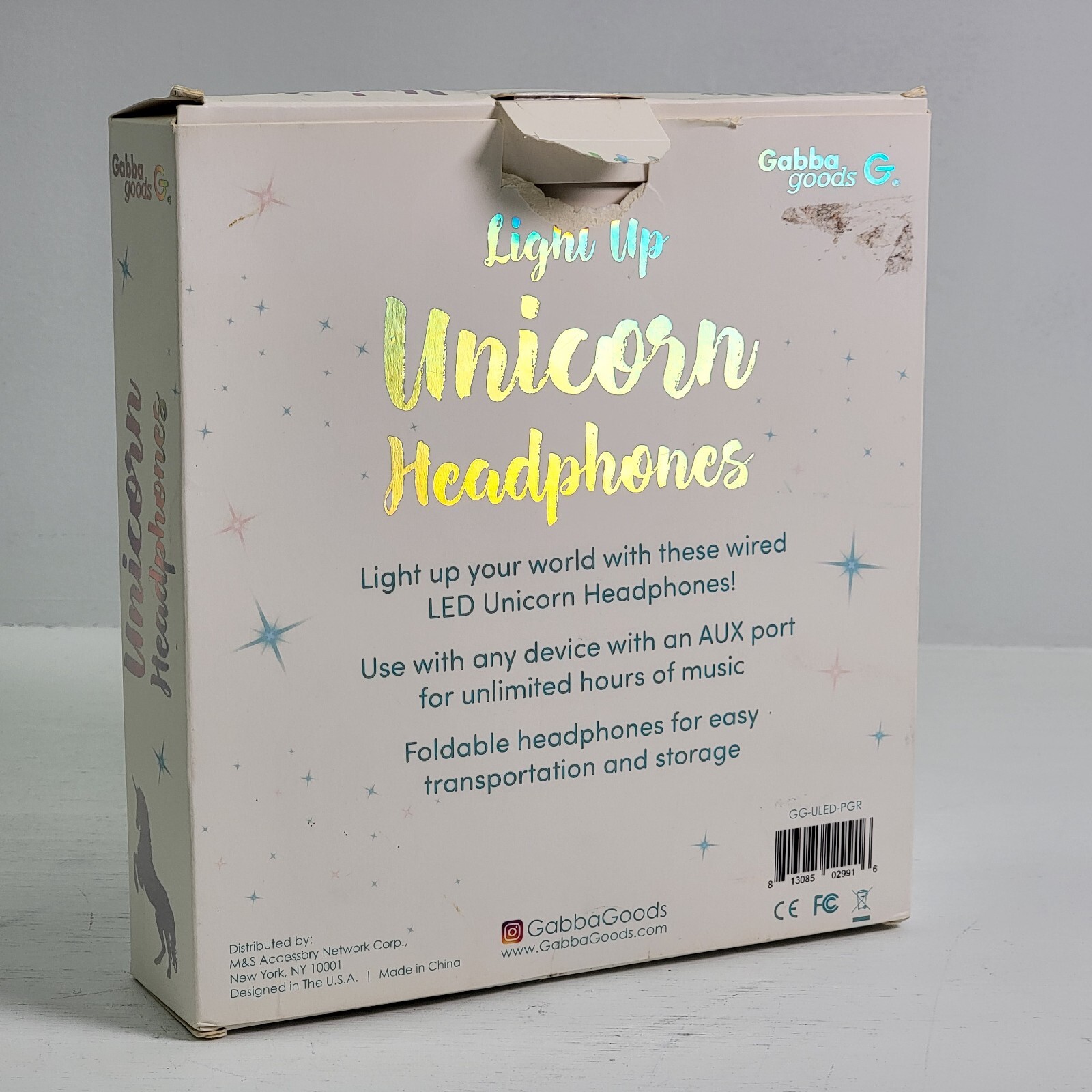 Gabba Goods Premium LED Light Up Unicorn Over The Ear Headphones Pink NOB Wired