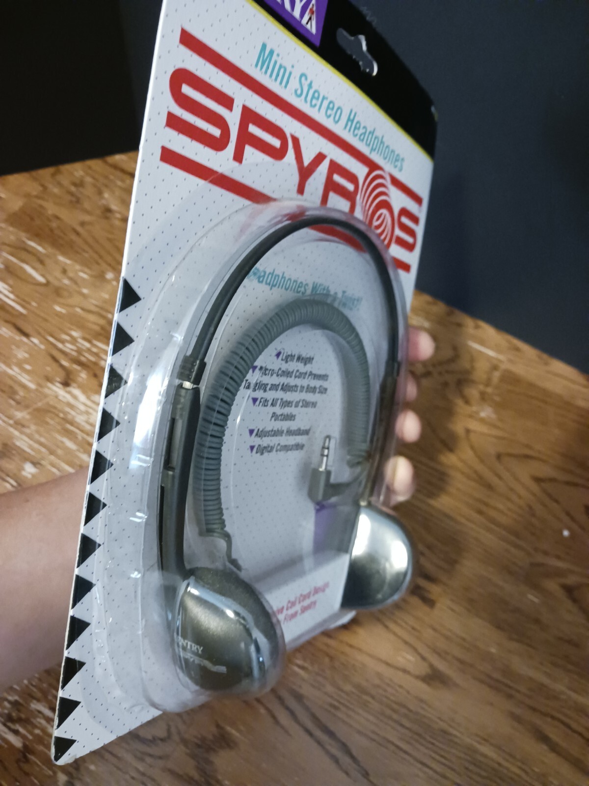 Vintage SENTRY SPYROS COILED CORD Gray Mini Stereo Headphone Ear Pads H0420 New!