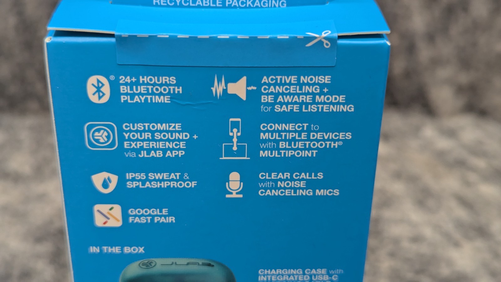 JLab Go Pop ANC True Wireless Bluetooth Earbuds – Transparent/Clear Teal 🔥New🔥