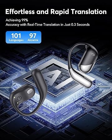 GENERIC AI TRANSLATION EARBUDS – BLACK/SILVER