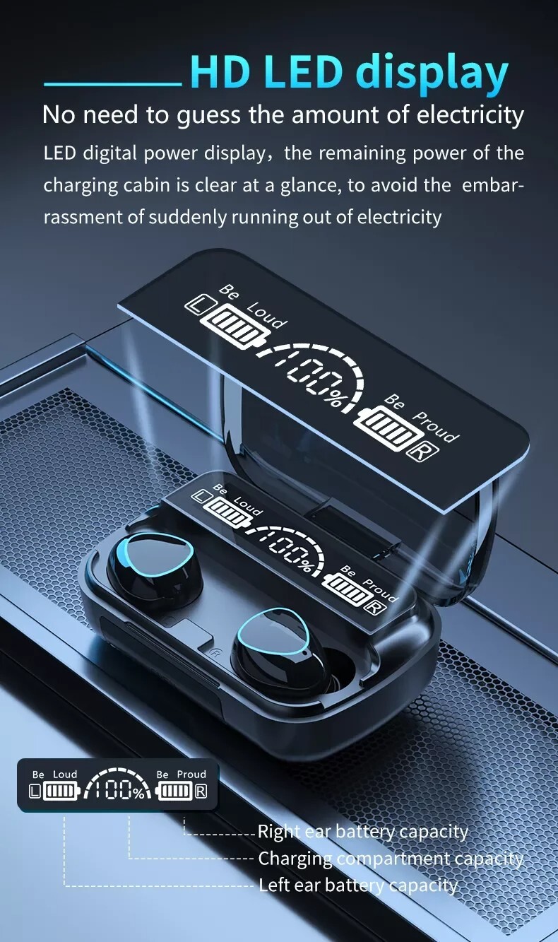 Wireless Earbuds Bluetooth 5.3, Waterproof, Touch Control, Long Battery Life